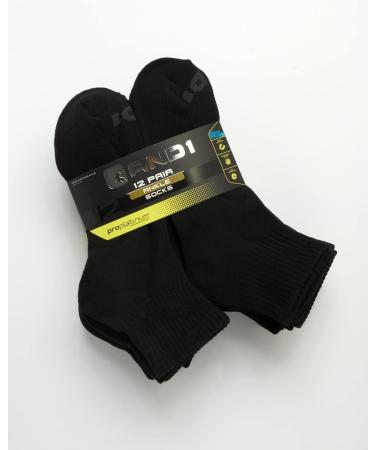 AND1 Men's Athletic Cushion Quarter Cut Ankle Socks (12 Pack) - Black, Size 6-12.5 - Buy Online on GoSupps.com