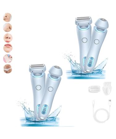 SilkGlide Pro - 2024 Best Silk Glide Razor Livora Electric Razor Beautibloom Razor Silk Glide Epilator Painless Hair Removal at Home 2 in 1 Electric Shaver Razors for Women (Blue 2)