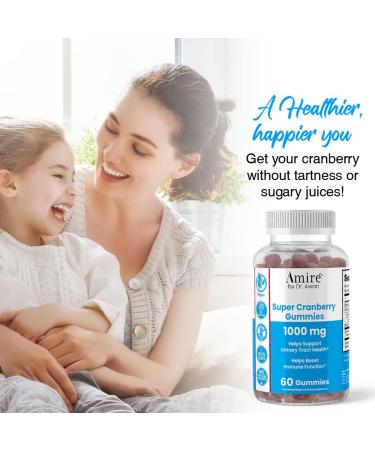 Amire by Dr. Awan Super Cranberry Gummies Helps Support Urinary Tract Health Helps Boosts Immune Function Gelatin-Free Cranberry Chews for Men & Women 120ct 60-Day Supply 60 Count (Pack of 2) - Buy Online on GoSupps.com