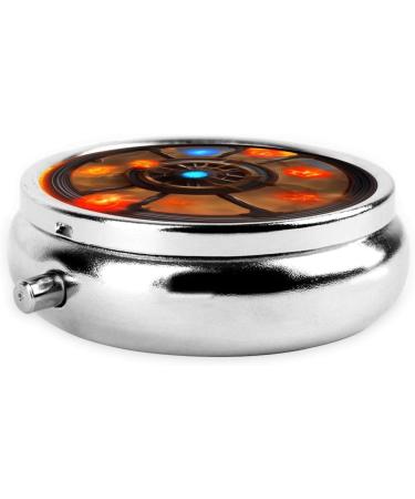 Flaming Flywheel Round Pill Box | 3 Compartment Portable Organizer for Travel | Durable Black Design - Buy Online on GoSupps.com
