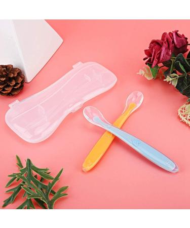 Soft Silicone Baby Training Spoon Set - 2 Parts with Box | Child Dining & Feeding Utensils for Weaning (Yellow & Blue) - Buy Online on GoSupps.com