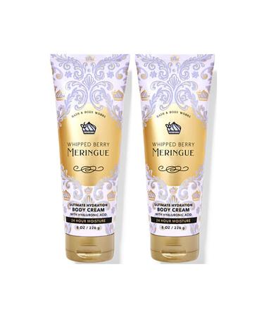 Bath and Body Works Whipped Berry Meringue Body Cream Ultimate Hydration Gift Set For Women 2 Pack 8 Oz. (Whipped Berry Meringue)