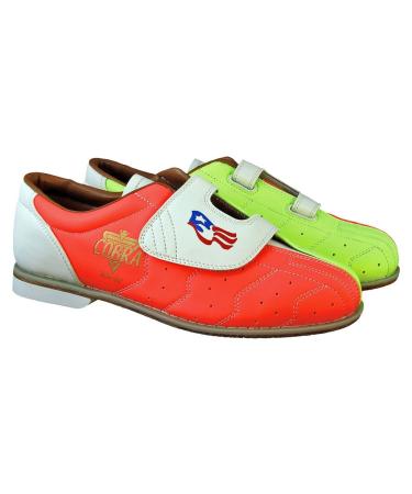Ladies Glow TCRGV Cobra Rental Bowling Shoes- Hook and Loop Yellow/Orange/White 7.5