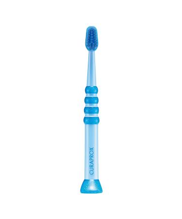 Curaprox Baby toothbrush - first toothbrush for babies with 4260 extra soft curen bristles and small rubbered head - for the first teeth - blue