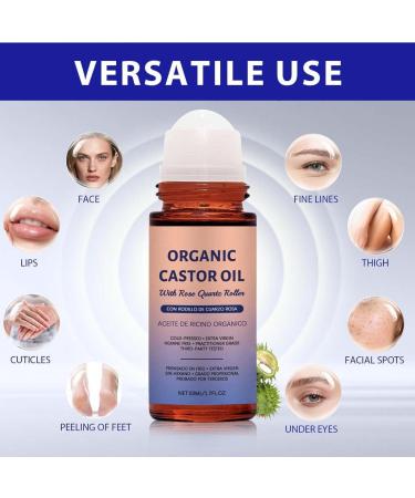 GNHG 50ml Organic Castor Oil with Rose Quartz Roller Organic Castor Oil Roller Natural Ingredients Gently Nourishes Skin - Buy Online on GoSupps.com