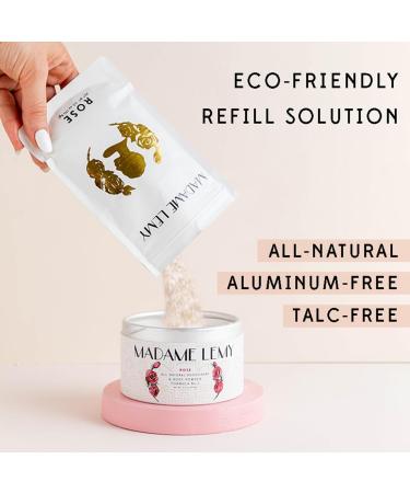 Madame Lemy Sweat Absorbing Body Powder - Talc Free All Natural Deodorant - Aluminium Free Vegan Cruelty Free - Eliminates Odor Anti Chafing Formula & Refill Solution | Rose 2.5 oz - Buy Online on GoSupps.com