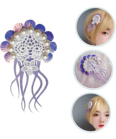 FOMIYES Fake Jellyfish Hair Clip Floral Pearl Hair Clip Pearl Snap Clips Pearl Hair Barrettes Hair Barrettes for Girls Jellyfish Hairpin Purple Vacation Hair Tie Holder Beach Faux Pearls - Buy Online on GoSupps.com