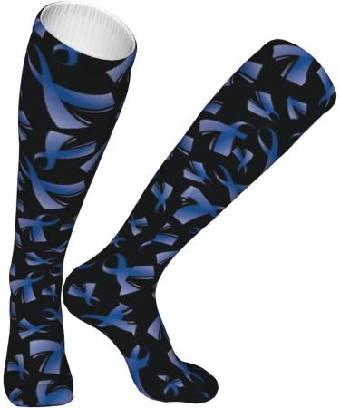 Colon Cancer Awareness Blue Ribbon Compression Socks for Men & Women | 15-20 mmHg Support for Running & Cycling - Buy Online on GoSupps.com