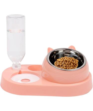 Cat Food Bowl Set - Cat Food Bowls for Food and Water Cat Bowls for Food and Water with Stand Automatic Bowls Set for Cats Dogs and Puppies Wood.l C: Pink Stainless Steel Bowl - Buy Online on GoSupps.com