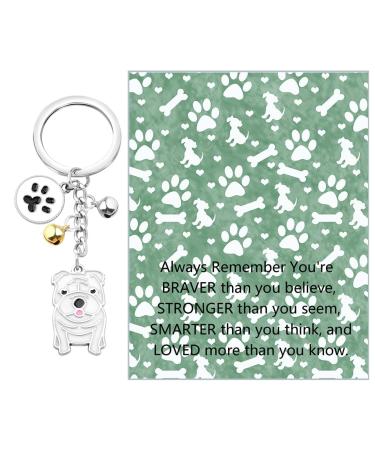 Ensianth Dog Keychain Gifts for Dog Lovers Puppy Keychain Dog Paw Print Keychain Gifts for Dog Owners Mom Dad Puppy Dog Keyring White Pug