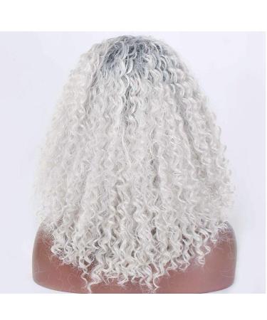 SHIYID Gray White Afro Kinky Curly Wig - Fluffy Synthetic Hair for African American Women | Shop Stylish Wigs Online - Buy Online on GoSupps.com