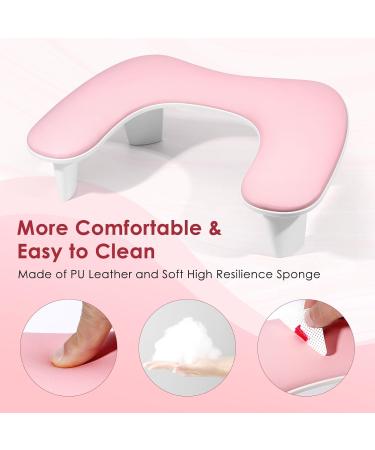 U-shaped Nail Tech Arm Rest Pillow - Premium Microfiber Leather Cushion for Acrylic Manicure - Pink - Buy Online on GoSupps.com