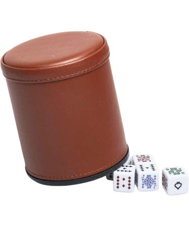 Leatherette Dice Cup with Poker Dice and Felt Lining - Perfect for Playing Yahtzee, Farkle, and Liars Dice - Buy Online on GoSupps.com