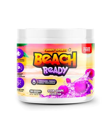 Yummy Sports Beach Ready Fat Burner Supplement - Stimulant Free Pre Workout Powder For Men & Women - Promote Weight Loss Improves Metabolism - 180g 30 Serving - Sour Grape