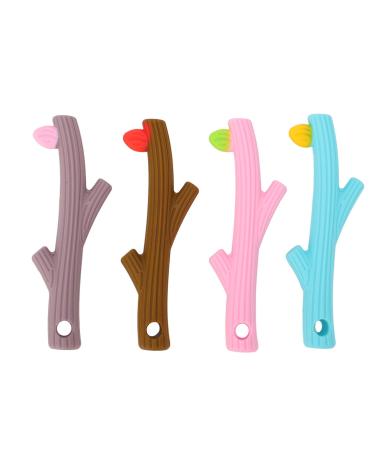 4Pcs Teether Tubes Soft Silicone Teething Tubes Baby Soothing Teether Toy Baby Teething Toy Teether Chewing Tube Food Grade Silicone Set Kit for Infant
