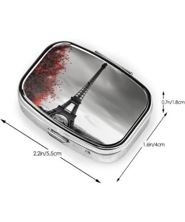 Grey Paris Eiffel Tower Pill Case - Cute 2 Compartment Travel Organizer for Pocket & Purse | Ideal Gift for Travelers - Buy Online on GoSupps.com