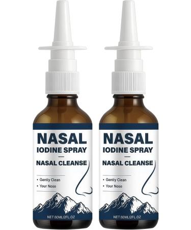 Lmoy Lodine Nasal Spray Daily Nasal Cleanse & Care Mist with Iodine & Fulvic Acid for Dry Air Travel & Daily Use (2PCS*60ML)