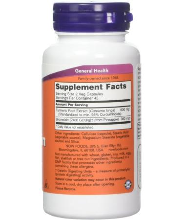 Now Foods Turmeric & Bromelain 90 Vegetable Capsule (2 Pack) - Natural Anti-Inflammatory Supplement - Buy Online on GoSupps.com