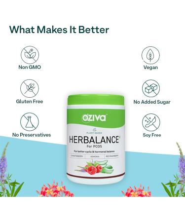 OZiva HerBalance for PCOS (Chasteberry Shatavari Red Raspberry Ashoka) - Hormonal Balance 250g (Pack of 1) - Buy Online on GoSupps.com