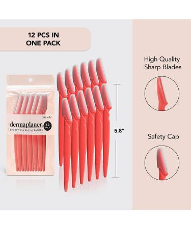 Kitsch Dermaplaning Tool - 12 PC Coral Face Razors & Eyebrow Razor for Women | Facial Hair Removal & Dermaplane Razor - Buy Online on GoSupps.com