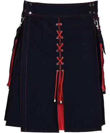 Stylish A2-Red XL Scottish Kilt Fold Skirt for Men | Comfortable High Waist Checkered Mini Skirt - Perfect for Streetwear & Excursions - Buy Online on GoSupps.com