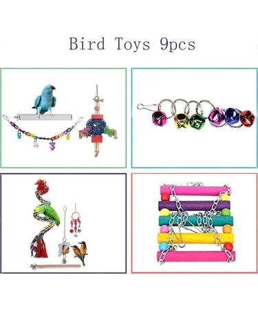 JIAYUE Bird Toys | Rope Bungee Chewing Toy for Parrots & Small Birds (9pcs) - Cage Accessories for Parakeets, Cockatiels, Macaws, Lovebirds - Buy Online on GoSupps.com