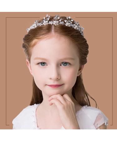 TSHAOUN Flower Girl Hair Accessories Pearl Hair Flower Headbands Crystal Rhinestone Headpiece for Wedding Party Outdoor Filming Taking Photo Special Day Holiday Girls Gift Birthday Present (White) - Buy Online on GoSupps.com