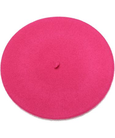 ICSTH French Beret - Wool Solid Color Women's Beanie Cap Hat in Rose Red - Buy Online on GoSupps.com