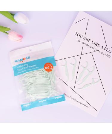 Buy Twin-Line Dental Flossers - 100 Count Mint Flavor Picks | LIAMOSS Dual Action Teeth Cleanup | Unbreakable & No-Shred Toothpicks - International Shipping Available - Buy Online on GoSupps.com