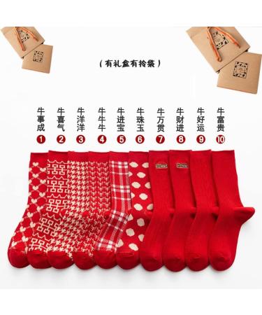 Chinese New Year Red Cotton Socks 3 Pairs Gift Box - Women's Fashion Sports Socks for Spring Festival Luck (Size 34-39) - Buy Online on GoSupps.com