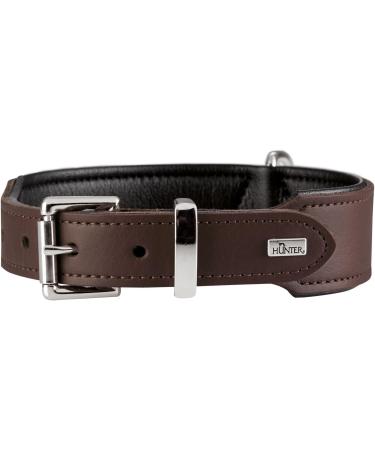 HUNTER BASIC Dog Collar - Coated Split Leather Weather-Resistant Robust & Simple Design | Size M (55) - Brown - Buy Online on GoSupps.com