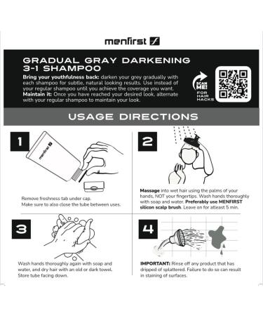 MENFIRST 3X Stronger Hair Darkening Shampoo for Men - Gradual Gray 3-in-1 | Reduce Grey Shampoo & Conditioner | Natural-Looking Results - 5 Fl Oz - Buy Online on GoSupps.com