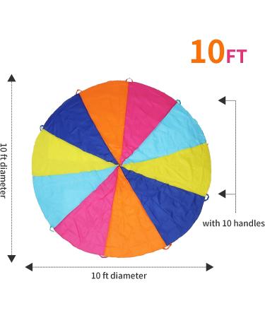 Nvatorfox 10FT Rainbow Play Parachute with Handles - Fun Outdoor Toy for Kids - Buy Online on GoSupps.com