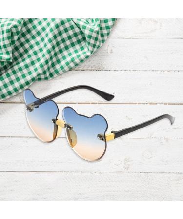 Harilla Cat Ear Shaped Sunglasses - Frameless Fashion Glasses for Kids & Adults Ideal for Beach Travel & Parties - Stylish Blue Resin Lens Gifts - Buy Online on GoSupps.com
