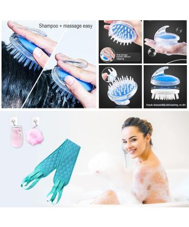 IEHOME 8 PCS Exfoliating Back Scrubber Set: Shower Loofahs, Scalp Massager, Shampoo Brush, Glove - Blue - Buy Online on GoSupps.com