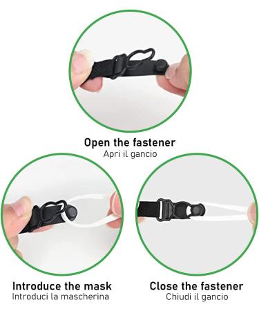 10 Mask Clamps - Ear Protection Hooks for KN95/FFP2 Surgical Masks | Washable & Durable Black Design - Buy Online on GoSupps.com