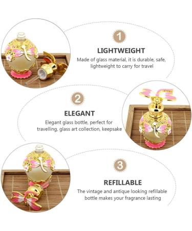 minkissy Glass Containers Empty Perfume Bottle 15ML Jeweled Vintage Refillable Essential Oil Dropper Bottle Decorative Dropper Bottle for Home Travel Retro Perfume Bottle Perfume Ornament Pink - Buy Online on GoSupps.com