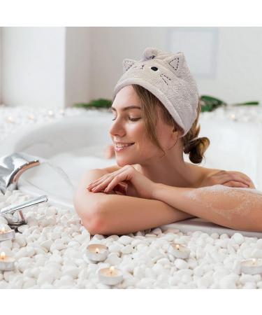 BATTILO PTY Cute Cat Microfiber Hair Towel Wrap - 3 Pack Hair Drying Towels for Kids & Women - Rapid Dry Hair Turban for Curly Long Hair - Buy Online on GoSupps.com