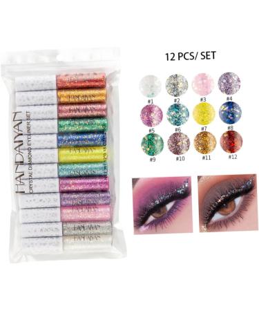 IWOWHERO 12pcs Liquid Eyeliner Eye Shadow Eyeshadow Shinny Eyeliner Glitter Eyeliner - Buy Online on GoSupps.com