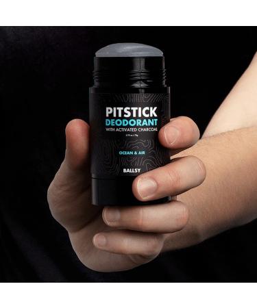 Ballsy Pitstick Activated Charcoal Men's Deodorant | Aluminum-Free & Baking Soda-Free | Odor Protection | 2.75 oz - Buy Online on GoSupps.com