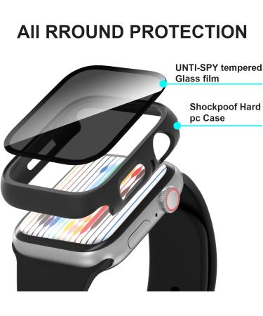 Cuteey 2 Pack Apple Watch Series 8/7 Privacy Screen Protector Case 45mm - Anti-Spy Glass Hard PC Cover Bumper - Black, 45mm - Buy Online on GoSupps.com