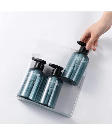 QiKuver 300ml Refillable Pump Bottles - 3 Pack Plastic Liquid Storage for Lotion Shampoo Shower Gel | Blue - Buy Online on GoSupps.com
