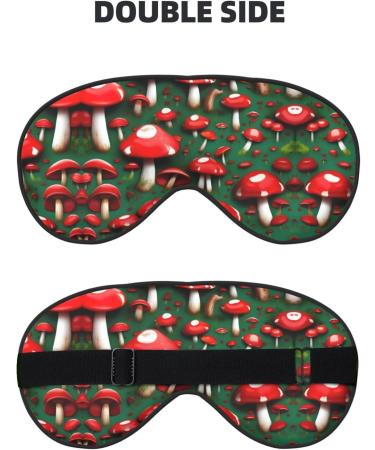 Red Cap Mushrooms Print Unisex Sleep Mask - Double-Sided Eye Mask for Sound Sleep & Skin Care Black - Buy Online on GoSupps.com