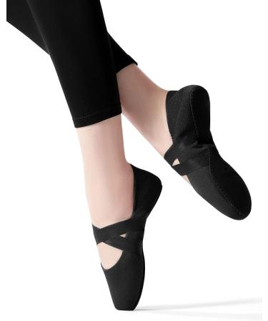SANGEESON Women's Leather Ballet Shoes with Arch Support - Breathable Dance Shoes for Beginners | Size 8-8.5 Black-x - Buy Online on GoSupps.com