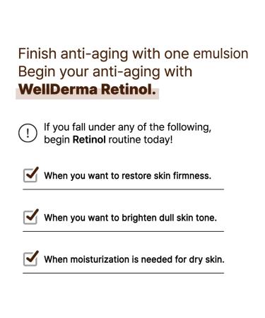 WELLDERMA Retinol Peptide Emulsion - Wrinkle Lifting Skin Whitening & Blemish Reduction | Improve Fine Lines & Uneven Skin Tone - Buy Online on GoSupps.com