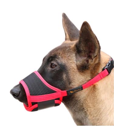 Heele nylon muzzle for dogs adjustable loops breathable safe fast fast seat for small medium-sized dogs prevents biting chewing and barking (L red) L red