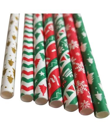 Wshao Store 25pcs Christmas Paper Straws Snowflake Drinking Straw Merry Christmas Decorations for Home 2023 Xmas New Year Party Supplies (Color : 4-red Green Tree) - Buy Online on GoSupps.com