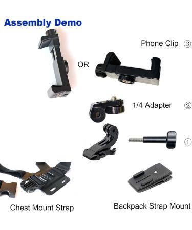 Jamuil's Chest Strap & Backpack Holder with Phone Clip - Action Camera Accessories for GoPro DJI Osmo Insta360 & iPhone 15/13/12 - Buy Online on GoSupps.com