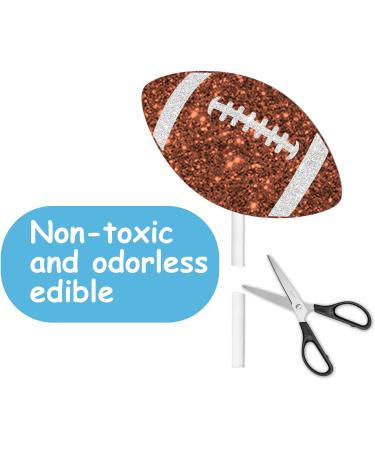 18pcs Glitter Dessert Cupcake Topper for Rugby Ball Super Bowl Touchdown Sport Game Day Theme Decor Supplies Men Boys Happy Birthday Party Decorations - Buy Online on GoSupps.com