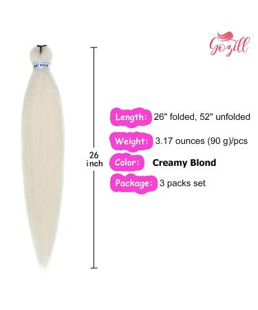 26 Pre Stretched Creamy White Kanekalon Braids Hair Extension - Pack of 3 - Buy Online on GoSupps.com
